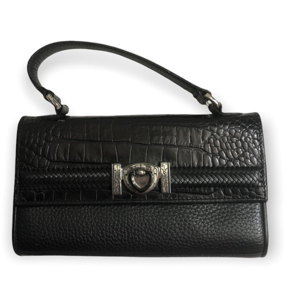 Brighton black pebbles and embossed leather mini bag